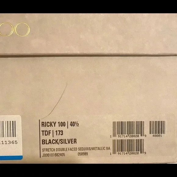 Jimmy Choo Sz 10 1/2 Ricky 100 black/silver Sequence Booties - Picture 9 of 9